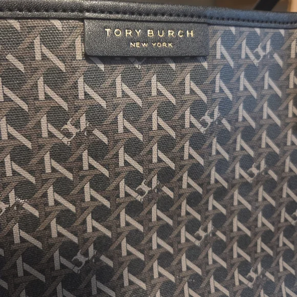 Black and Brown Tory Burch Tote Bag with Pouch - Picture 4 of 16